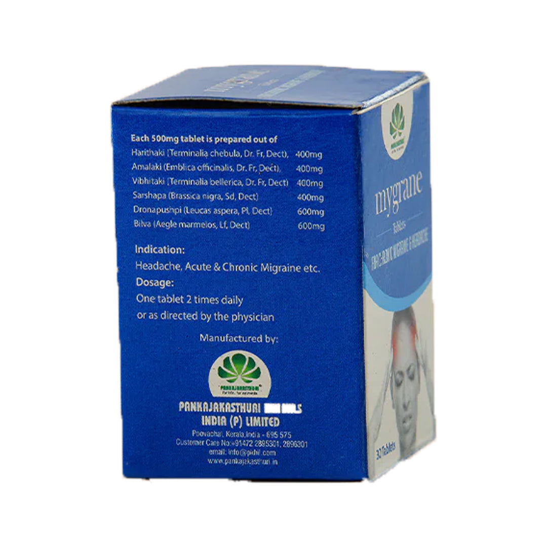 Mygrane Tablet (30Tabs) – Pankaja Kasthuri Herbals